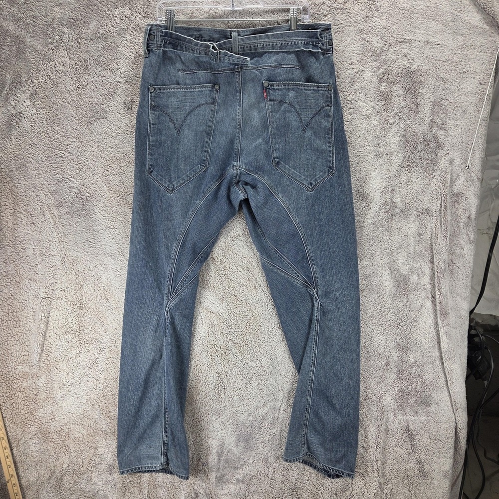VTG Levis Engineered Jeans Mens Blue Twisted Buckle Back Button Fly Fits 33x32